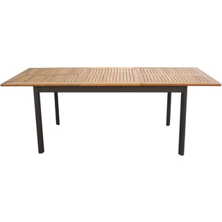 Dehner Auszugstisch Calais, 152 / 210 x 89 x 76 cm, aus FSC® - zertifiziertem Teakholz / Aluminium, natur, Naturholz