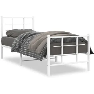 vidaXL Bettgestell mit Kopf- und Fußteil Metall Weiß 80x200 cm