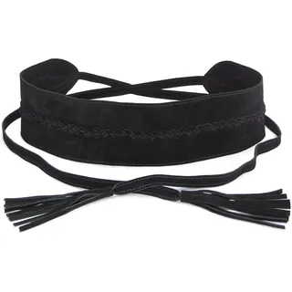 Taillengürtel LASCANA "Ledergürtel", Damen, Gr. L, schwarz, Rindsleder, unifarben, Gürtel Taillengürtel, Veloursledergürtel, Bindegürtel, Shapingeffekt, für Kleid & Overall