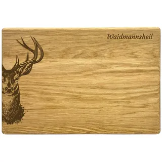 Frühstücksbrett Eiche Vesperbrett Holzbrett Camping Frühstück Geschenk Jausenbrett Brotzeitbrett 30 x 20 cm (Waidmannsheil)