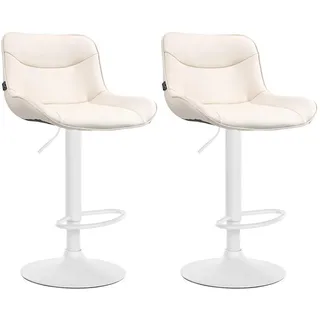 CLP Barhocker 2er Set Lederlook creme , Creme , Metall , 49x85x51 cm , Esszimmer, Barmöbel, Barhocker