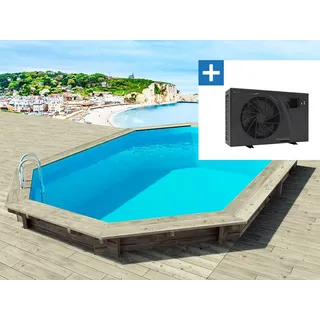 Holzpool "Brazilia 130" 5.86 x 3.86 x 1.30 M + Wärmepumpe - Leistung 6.1 kW