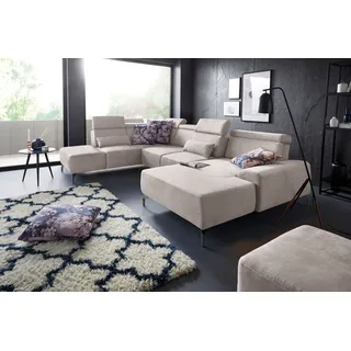 sit&more Wohnlandschaft »Gizeh U-Form« 15 cm Fußhöhe, inklusive Sitztiefenverstellung und Kopfteilverstellung, beige