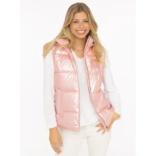 Steppweste ZWILLINGSHERZ "Zwillingsherz", Damen, Gr. M, hellrosa, Web, Obermaterial: 100% Nylon, Glitzerstreifen, glänzend, unifarben, hüftbedeckend, ohne Ausschnitt, Westen Steppweste, Frontreißverschluß, Kapuze, seitlichen Taschen