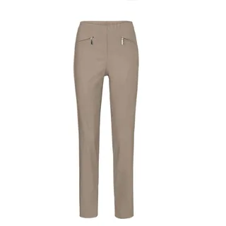 2-in-1-Hose GOLDNER "Kurzgröße Schlupfhose LOUISA mit Steppnähten", Damen, Gr. 22, K-Gr, beige (taupe), Obermaterial: 67% Baumwolle CO. 28% Polyamid PA. 5% Elasthan EL., Hosen 2-in-1-Hose, Ohne
