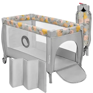 lionelo Stefi Plus Reisebett bis 15 kg Babybett Kinderreisebett mit Matratze Seitlicher Eingang mit Reißverschluss Hochwertige Schaumstoffmatratze