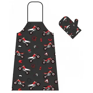 Booster MX, Grill-Schürze/Handschuhe - Grau/Rot/Weiß/Schwarz