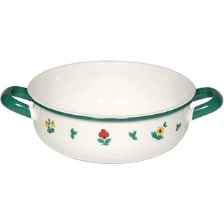 Riess, 0444-049, Bauernschüssel Ø 18cm, GMUNDNER STREUBLUMEN, Emaille, Vol. (rec.): 1,3 Liter, Made in Österreich, LBH: 25,8x19,6x7,2cm, 0,426kg, Induktionskocher kompatibel, Gasherd geeignet