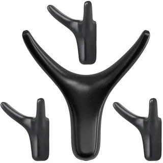 4 Stück Doppelt Wandhaken, Garderobenhaken Wandmontage Kleiderhaken Zinklegierung Handtuchhaken Ideal für Garderobenhaken Badezimmer Küche Büro mit Schrauben – Schwarz