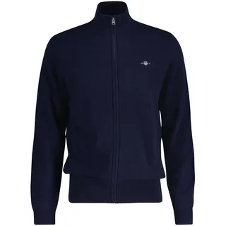 GANT Herren, Extrafine Lambswool Zip Cardigan Strickjacke, Marine, XXL, EU