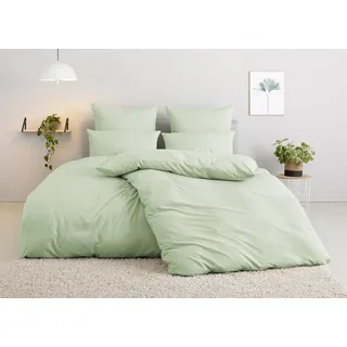 my home Bettwäsche »Desner« 2 Stk. tlg. Premium Qualität, 100 % Polyester, sehr weich, uni, ab 135x200 cm, grün