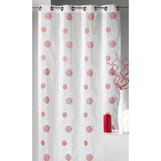 HomeMaison. com hm69806934 Vorhang Fantaisie gewebt Bestickt rund Polyester Elfenbein 140 x 240 cm