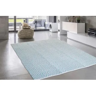 calo-deluxe Teppich "Luba 433" rechteckig 7 mm Höhe reine Baumwolle, handgewebt, Wohnzimmer, Kinderzimmer, türkis