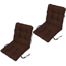 SuperKissen24. Stuhlkissen Sitzkissen und Rückenkissen für stühle - 2er Set 48x96 cm - Outdoor und Indoor - braun
