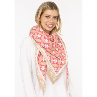 Dreieckstuch ZWILLINGSHERZ "Luxury Vibes", Damen, pink (beige pink), Strick, Baumwollmischung, Modetücher Dreieckstuch, Feinstrick, Blumenmotiv, Statement, wärmend