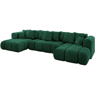 altdecor Eckcouch Samt 6-Sitzer Dunkelgrün