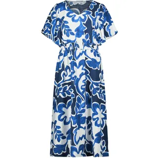 Sommerkleid BETTY & CO "Sommerkleid mit Blumenprint", Damen, Gr. 38, EURO, bunt (weiß, dunkelblau), Obermaterial: 85% Viskose CV. 15% Polyamid PA., Kleider Sommerkleid