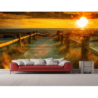 Oedim Wandtattoo, Vinyl, Motiv: Sonnenuntergang am Strand | Wanddekoration | Wanddekoration | Vinyl | Verschiedene Maße 400 x 300 cm | Dekoration für Esszimmer, Wohnzimmer, Schlafzimmer