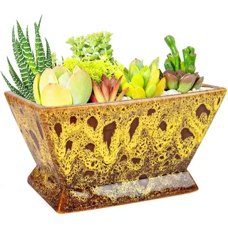 ARTKETTY Blumentöpfe – Große Sukkulenten-Übertöpfe mit Drainage, Keramiktöpfe für drinnen und draußen, Kaktuspflanzen, glasierte Bonsai-Blumen-Übertöpfe, Behälter für Schreibtisch, Fensterbank