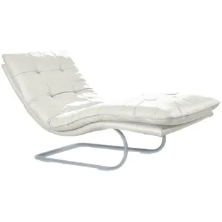 W.Schillig Relaxliege daily dreams Leder 75 x 91 x 170 cm Silber/Weiß mit Kissen