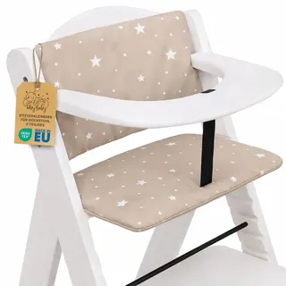 Sitzverkleinerer für Hochstuhl Baby Sitzkissen Stuhl 2-teilig - Kinder Sitzauflage für Hauck und Stokke Kinderhochstuhl High Chair Cover für Treppenhochstuhl und Babystuhl Oeko-Tex Beige