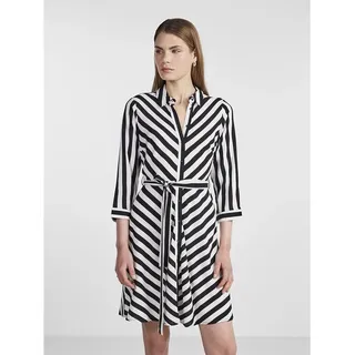 Yas Savanna Kleid Mit 3/4-ärmeln - Star White / Stripes W. Black Stripes - M