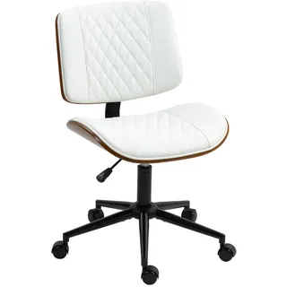 Homcom Bürostuhl Höhenverstellbarer Schreibtischstuhl mit Rolle, Diamantsteppung , Weiß , Textil , 53x90x52 cm , Büromöbel, Bürostühle, Drehstühle