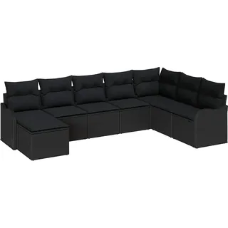 vidaXL Gartensofa-set 8 stk. Schwarz Poly-Rattan - Schwarz