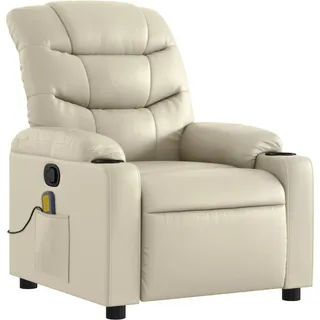 vidaXL Massagesessel Kunstleder 147 x 80,5 x 0 cm Beige/Weiß mit Fernbedienung