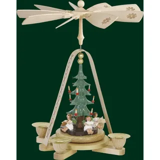 Tischpyramide Engel mit Christbaum pyramide Volkskunst Erzgebirge NEU 01665