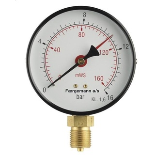 Erik Færgemann Pressure gauge 1/2xø80 0-10 bar/0-100 mvs downward connecto