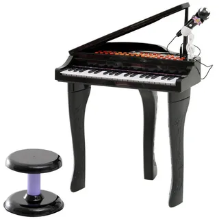 Homcom Kinder Klavier Piano Keyboard Musikinstrument MP3 USB 37 Tasten mit Hocker , Schwarz , Kunststoff , 39x69x48 cm , Spielzeug, Sonstiges Spielzeug