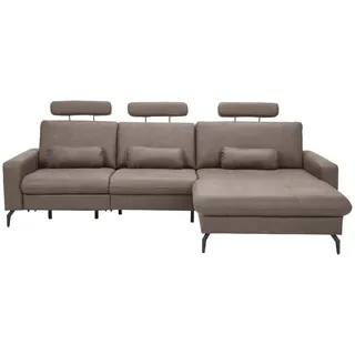 Carryhome Ecksofa , Taupe , Textil , Füllung: Polyurethan (PUR),Polyester , Ottomane rechts, L-Form , 302x180 cm , seitenverkehrt erhältlich, Rücken echt, motorische Relaxfunktion , Wohnzimmer, Sofas & Couches, Wohnlandschaften, Ecksofas