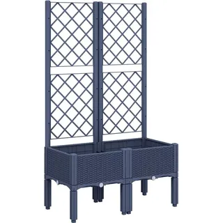 vidaXL Pflanzkübel mit Rankgitter 80 x 40 x 142 cm Blaugrau