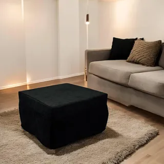 Dmora In ein Einzelbett umwandelbarer Puof, Made in Italy, Klappbett, Pouf aus abnehmbarem, platzsparendem Stoff für das Wohnzimmer, cm 78x78 / 195h45, Schwarz