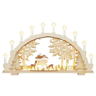 Tietze Erzgebirgsdegn LED Schwibbogen »mit Vorbeleuchtung geschnitze Rehe exlusiv«