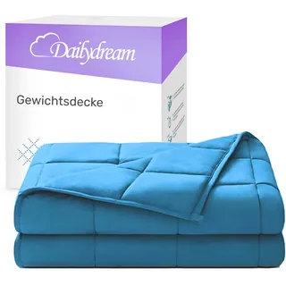 DAILYDREAM Therapie Gewichtsdecke | 135x200 | 4,5 kg | Blau | aus 100% Baumwolle | mit Glasperlenfüllung | schwere Decke zum Schlafen | Weighted Blanket | Therapiedecke | Körpergewicht bis 52 kg