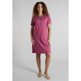 Nachthemd GÖTZBURG, Damen, Gr. 38, N-Gr, rot, mittel, uni, Single Jersey, Obermaterial: 100% Baumwolle, bequem knielang, Rundhals, gerader Abschluss, Kleider Nachthemd, knielang, Kurzarm, mit Knopfleiste, Rundhalsausschnitt, Baumwolle