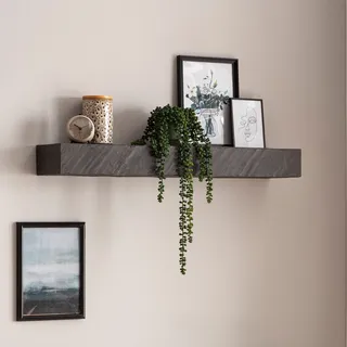 Wandregal FineBuy Massivholz Steinoptik Hängeregal Regal Schweberegal Modern - 90 cm