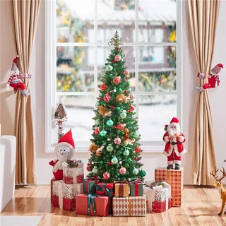 Yaheetech 154cm Bleistift Künstlicher Weihnachtsbaum, schmaler Tannenbaum mit 294 Spitzen & Ständer, Grün - Grün