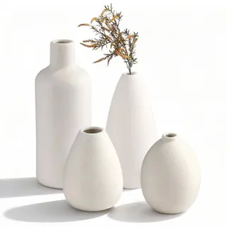 Weiße Keramik Vase Set, Keramik Bemalen Vase Set, Blumenvase Modern | Vase für Pampasgras, für DIY, Wohnzimmer, Regaldekor, Esstisch Bücherregal Kaminsims Eingang