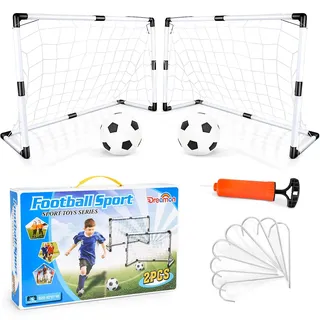 2er Set Kinder Fußballtore mit Fußball,Tore und Pumpe Fussball Interaktiv Minitore Spielzeug Sportspaß für Garten Indoor