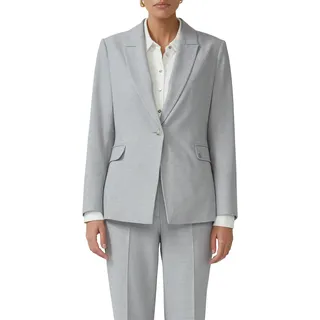 Jackenblazer S.OLIVER BLACK LABEL, Damen, Gr. 34, grau, Web, Obermaterial: 49% Polyester, 48% Viskose, 3% Elasthan. Futter: 100% Polyester, unifarben, tailliert taillenbedeckt, Manschette, Blazer Jackenblazer, mit Logo Detail