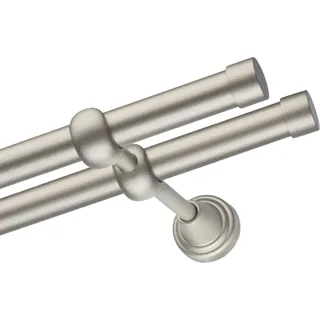 Voppi Gardinenstange Moderi 2-läufig 260 cm 19+19 mm satin, moderne Vorhangstange, einfache Wandmontage - Weiß