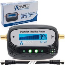 Anadol SF33 LCD Satfinder Messgerät mit Kompass, Ton, Verbindungskabel, deutsche Bedienungsanleitung und vergoldete F-Stecker Anschlüsse zur Justierung Ihrer Sat Antenne/Unicable kompatibel