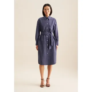 Sommerkleid SEIDENSTICKER "Schwarze Rose", Damen, Gr. L40, Normalgrößen, blau (dunkelblau), 89% Viskose, 11% Polyester, gestreift, oversize, Kleider Sommerkleid, 1/1 Kragen Streifen