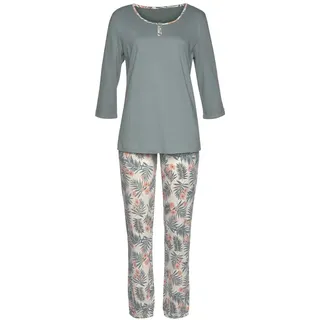 LASCANA Damen Pyjama jadegrün-bedruckt Gr.32/34