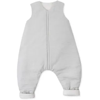 Julius Zöllner Schlafoverall Jumper gefüttert Musselin 2,5 TOG Gr. 80 | 100% Baumwollmusselin | Oeko-TEX Standard 100 | grau