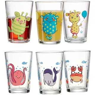 Ritzenhoff & Breker Kinderbecher »Kindergläser Meerestiere und Monsterchen 205 ml 6er Set bunt«, bunt