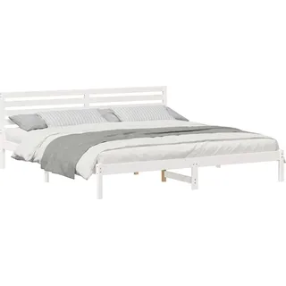 SYFAXTM Bettgestell mit Kopfteil Weiß 200 x 220 cm Massivholz Kiefer